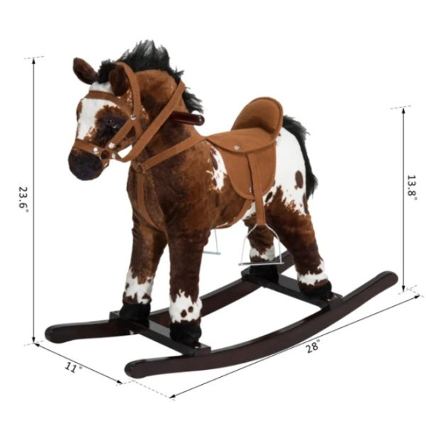 Plush Kids Rocking Horse — Wood Base, Galloping Sounds, Footrests & Saddle (Ages 3+) - Image 5