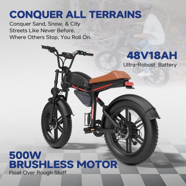 500W 20″ Fat-Tire E-Bike — 45 km/h Top Speed, up to 45 km Range (20×4.0, 7-Speed) - Image 3