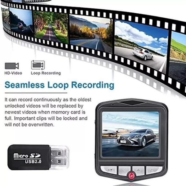 1080p Dash Cam — 2.4″ Screen, 170° Wide, Night Vision, G-Sensor (Front/Rear Mount) - Image 7