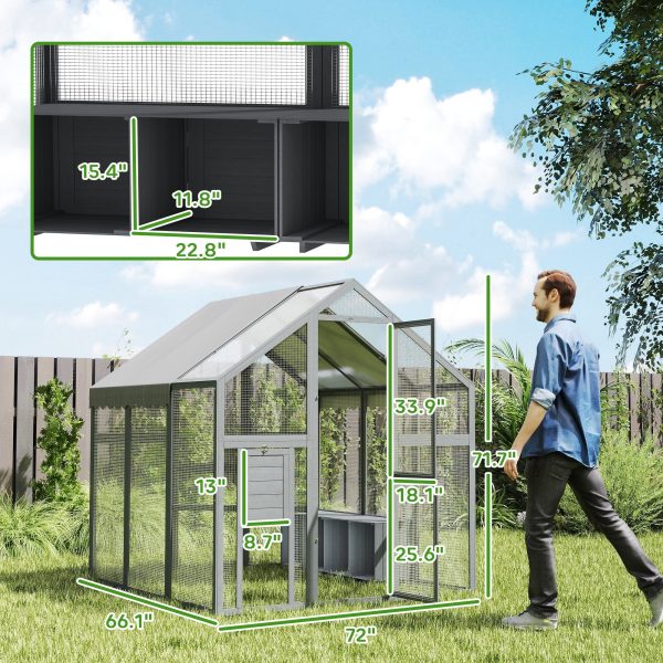 5.5′×6′×6′ Wooden Chicken Run — UV/Waterproof Cover, ½″ Mesh, Fits 6–8 Hens (Gray) - Image 2