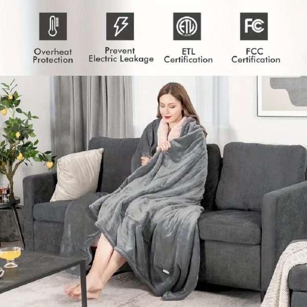 Queen Heated Blanket — Dual-Zone, 10 Heat Levels, Auto Shut-Off, Machine-Washable Flannel