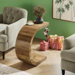 C-Shaped End Table — Slides Under Sofa or Bed, Compact Top for Laptop & Snacks