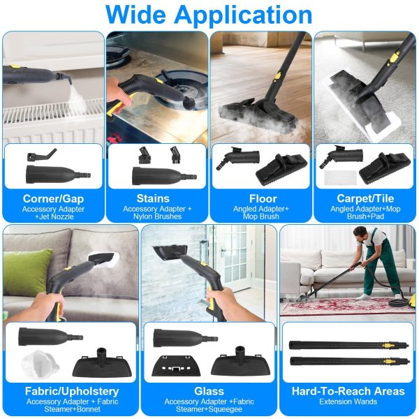 1800W Canister Steam Cleaner — 2L Tank, Up to 5 Bar, Stepless Control, 15 Tools - Image 6