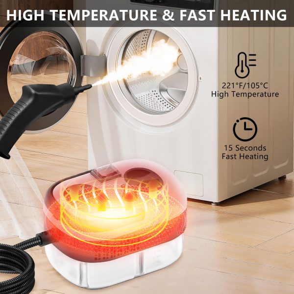2500W Handheld Steam Cleaner — 1.2L Tank, Up to 3 Bar, 7-Piece Tool Kit - Image 9