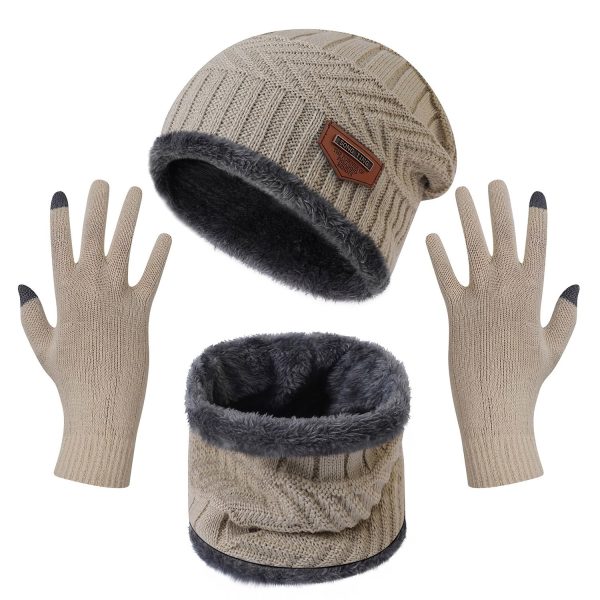 3-Piece Fleece-Lined Winter Knit Set — Beanie, Neck Warmer & Touchscreen Gloves (Unisex) - Image 9