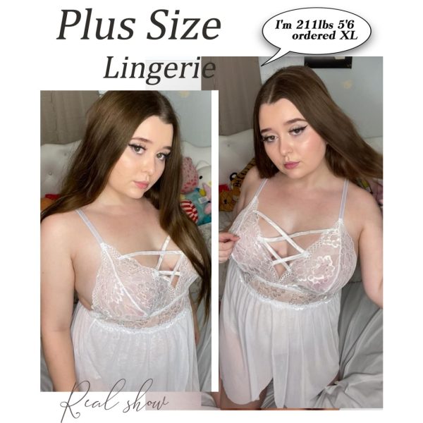 Plus Size Babydoll Womens Snap Crotch Lingerie V NeckLace Nighty Sleepwear Womenswear Comfort BasicMinimalist Spaghetti Strap Lingerie For Women Nightgown - Image 10