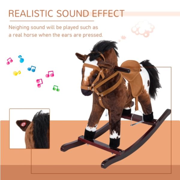Plush Kids Rocking Horse — Wood Base, Galloping Sounds, Footrests & Saddle (Ages 3+) - Image 4