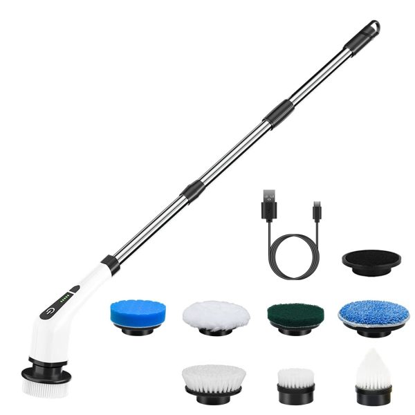 Cordless Spin Scrubber — 8 Heads, Telescopic Handle, IPX7, 2-Speed (Type-C) - Image 5