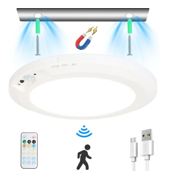 Magnetic Motion-Sensor Ceiling Light — 3-Color, Stepless Dim, USB-C Rechargeable, Remote & Timers (7.1") - Image 2