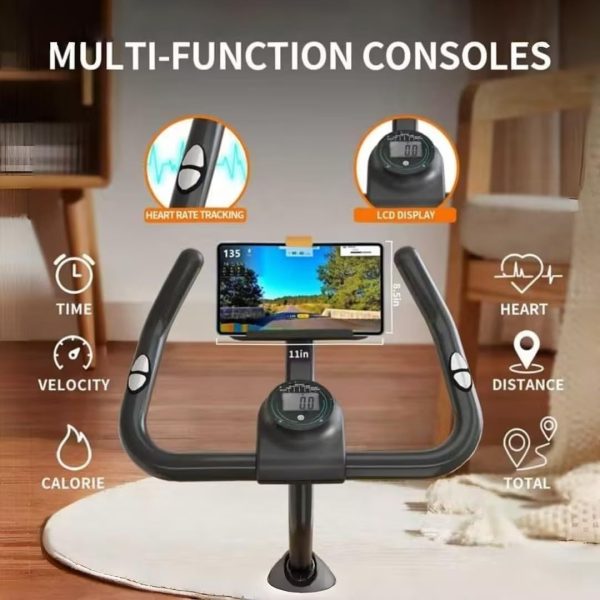 Compact Studio Spin Bike — Heart-Rate Display, Phone Mount, Adjustable Fit - Image 4