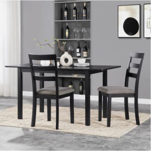 Farmhouse Ladder-Back Dining Chairs (Set of 2) — Solid Wood Legs, Fabric Seat, 275 lb