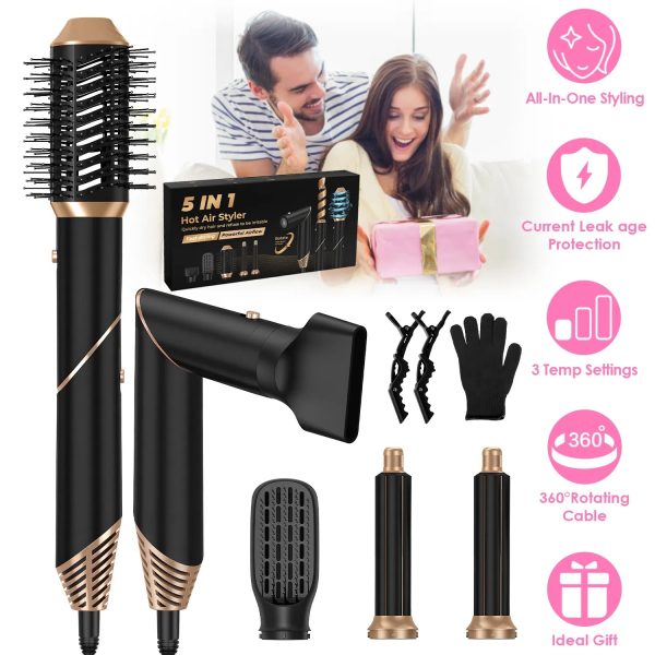 5-in-1 Hot Air Wrap Styler — Dry, Smooth & Curl with Auto Wrap Barrels, 3 Temps, ALCI Safety (GPCT5395) - Image 2