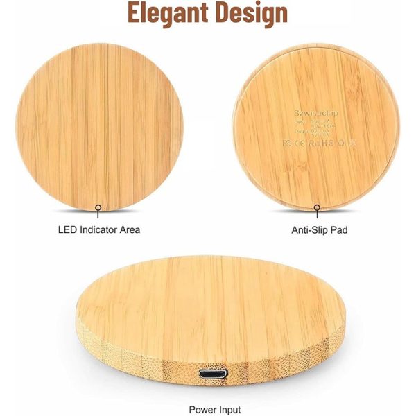 Bamboo Dual-Coil Wireless Charger — Portrait/Landscape Stand, Travel-Ready - Image 7