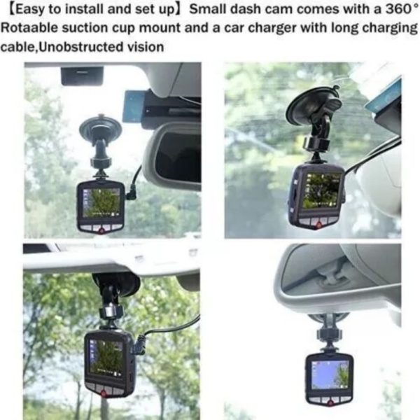 1080p Dash Cam — 2.4″ Screen, 170° Wide, Night Vision, G-Sensor (Front/Rear Mount) - Image 3