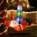 Inflatable Santa with Gift Boxes — LED-Lit, Hanging Display, IP44, 55"