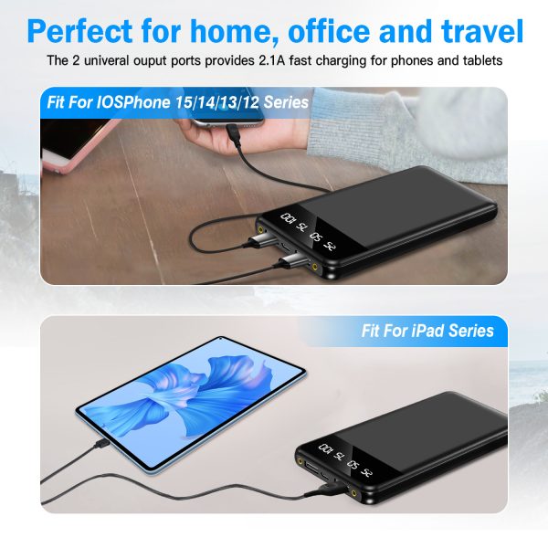 Ultra-Slim 10,000mAh Power Bank — Dual USB, LED Flashlight, Smart Display, Travel-Ready - Image 9
