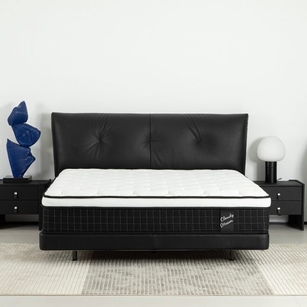 12″ Hybrid Mattress — Pocket Springs + Memory Foam, Cool Knit Cover (CertiPUR-US, OEKO-TEX), Black