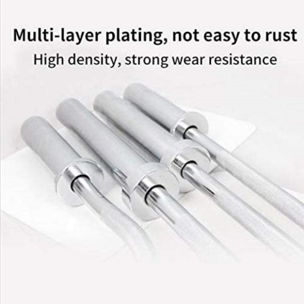 4-Ft Olympic Barbell — 2" Sleeves , Chrome Steel, Diamond Knurl, Rotating Sleeves + Spring Collars - Image 6