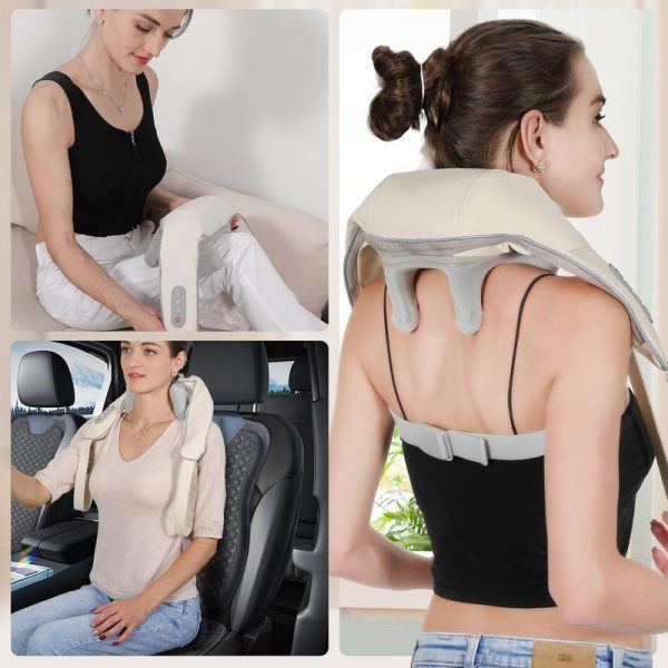 Rechargeable Shiatsu Neck & Shoulder Massager — Portable Pain Relief for Home & Car