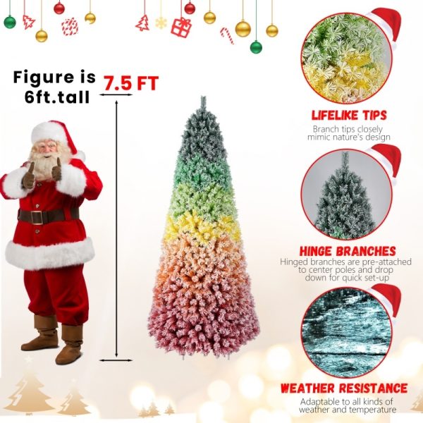 PVC Rainbow Flocking Christmas Tree — Fire-Resistant, Full Branches, Easy to Shape (6ft/7.5ft) - Image 3