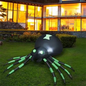6-Ft Lighted Inflatable Spider — Self-Inflating Yard Decor with LEDs & Waterproof Fan