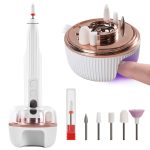 Cordless Nail Drill Kit w/ UV Base — 18,000 RPM, 5 Speeds, 6 Bits, F/R, 30/60/90s Dryer