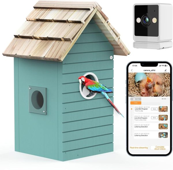 Smart Bird Feeder with Camera — AI ID (10,000+ species), 3MP, 2.4 GHz Wi-Fi, 1.5" Close Focus (Blue)
