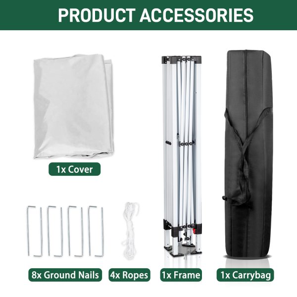 6.5′×6.5′ Pop-Up Canopy — White, UV/Waterproof, 3-Height Legs + Carry Bag - Image 4