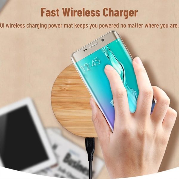 Bamboo Dual-Coil Wireless Charger — Portrait/Landscape Stand, Travel-Ready - Image 9