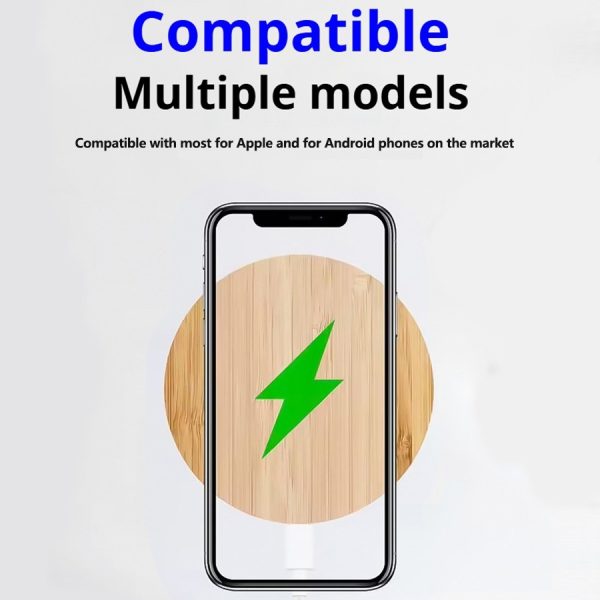Bamboo Dual-Coil Wireless Charger — Portrait/Landscape Stand, Travel-Ready - Image 3