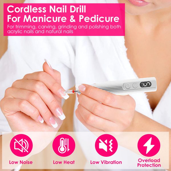 Cordless Nail Drill Kit w/ UV Base — 18,000 RPM, 5 Speeds, 6 Bits, F/R, 30/60/90s Dryer - Image 5