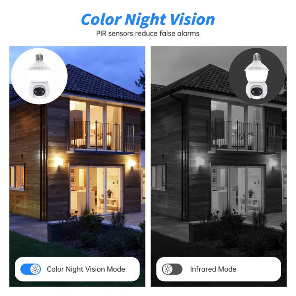 E27 PTZ Bulb Cam — 3MP, Full-Color Night, 350° Pan/90° Tilt, AI Alerts, 2.4G/5G Wi-Fi - Image 6