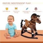 Plush Kids Rocking Horse — Wood Base, Galloping Sounds, Footrests & Saddle (Ages 3+)
