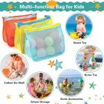 3-Pack Mesh Seashell Bags — Zippered Beach Toy Totes with Adjustable Straps