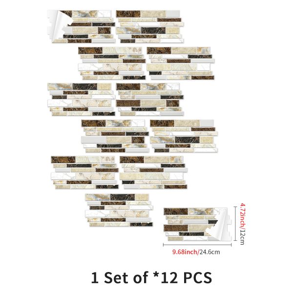 Porcelain-Look Peel & Stick Backsplash — Waterproof PVC Marble Mosaic (24/48-Pack) - Image 5