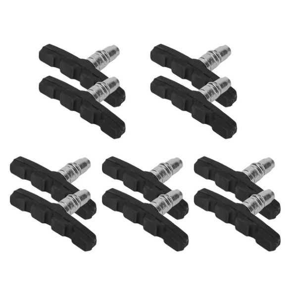 5 Pairs 70 mm V-Brake Pads — Wet-weather grooves, rim-friendly compound (L/R marked) - Image 2