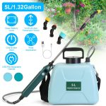 5L Battery Sprayer — Rechargeable Handle, LCD Battery Display, Telescopic Wand, 3 Nozzles