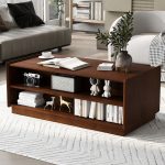 U-Can Rectangular Coffee Table — 4 Drawers, 2 Shelves, Fluted Detail, Tempered Glass