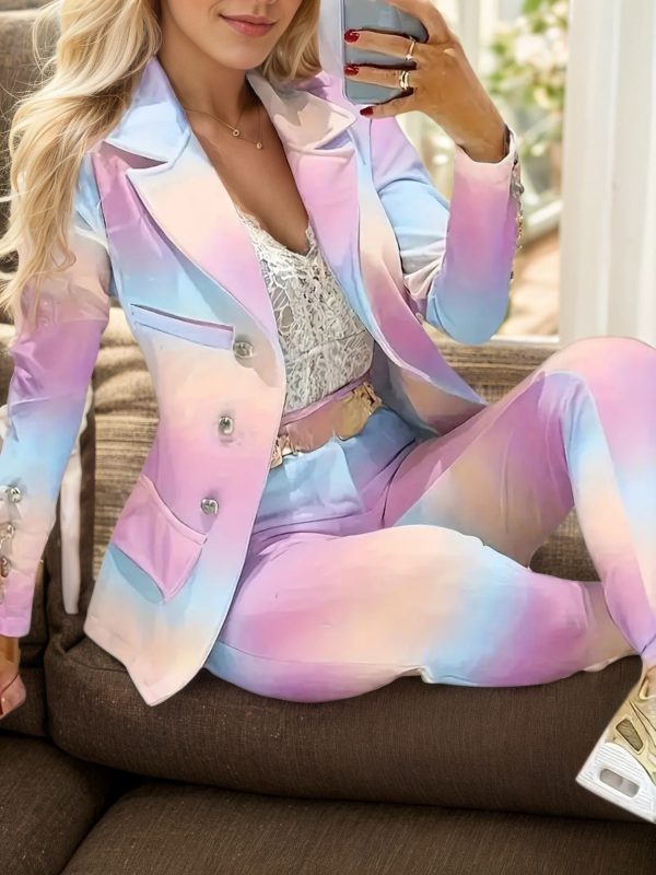 Women’s Gradient Suit Set — Double-Breasted Blazer & Tailored Pants, 2025 Edition