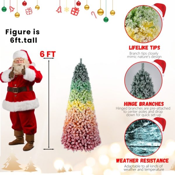 PVC Rainbow Flocking Christmas Tree — Fire-Resistant, Full Branches, Easy to Shape (6ft/7.5ft) - Image 7