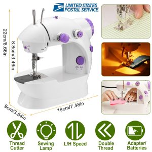 Portable 2-Speed Sewing Machine — Double Thread, LED, Foot Pedal, Dual Power (Overlock Foot)