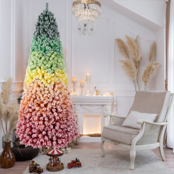PVC Rainbow Flocking Christmas Tree — Fire-Resistant, Full Branches, Easy to Shape (6ft/7.5ft) - Image 6