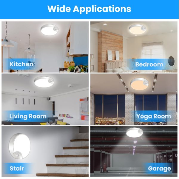 Rechargeable Motion-Sensor Ceiling Light — 3 Colors, Dimmable, Remote + Timers, 8000 mAh - Image 4