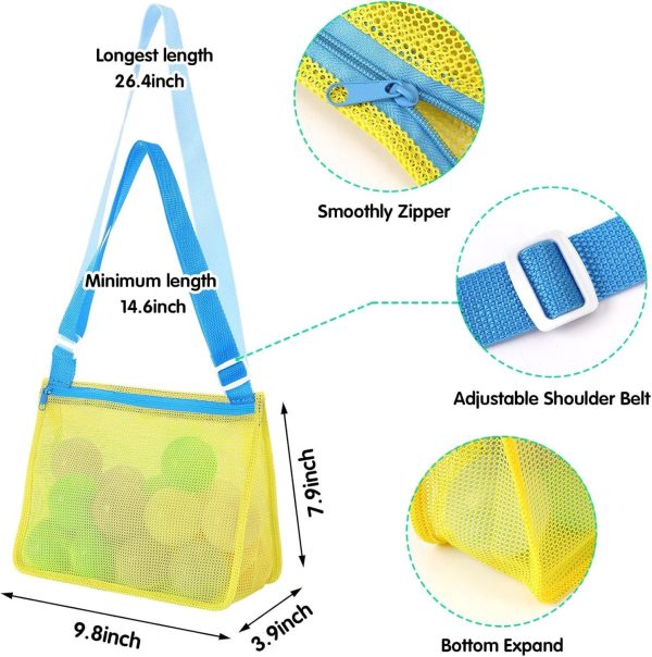 3-Pack Mesh Seashell Bags — Zippered Beach Toy Totes with Adjustable Straps - Image 5