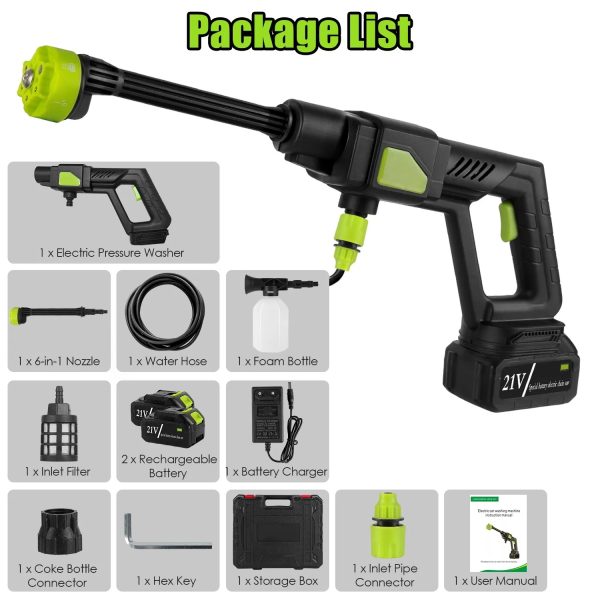 Cordless Pressure Washer — 435 PSI, 6-in-1 Nozzle, Foam Tank, 21 V 15,000 mAh Battery + Carry Case - Image 6