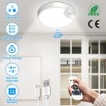 Rechargeable Motion-Sensor Ceiling Light — 3 Colors, Dimmable, Remote + Timers, 8000 mAh