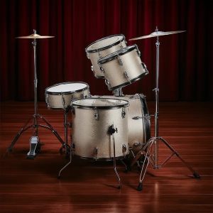 Full-Size 5-Piece Drum Set — Silver | 22" Kick, 10"/12"/16" Toms, 14" Snare + Cymbals, Stool & Hardware