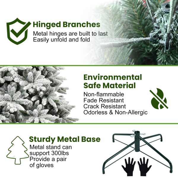 Snow-Flocked PVC Christmas Tree — Hinged Branches, Metal Stand, Realistic Full Shape - Image 9