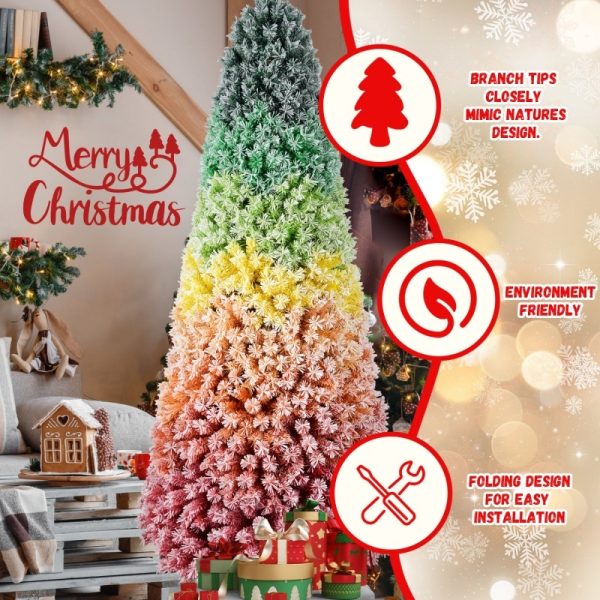 PVC Rainbow Flocking Christmas Tree — Fire-Resistant, Full Branches, Easy to Shape (6ft/7.5ft) - Image 5