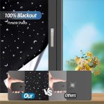 100% Blackout Star & Moon Curtains — Trim-to-Fit Kit with Hook-&-Loop Mount (Polyester)
